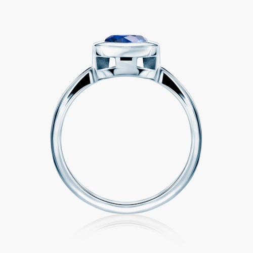 Pierścionek zaręczynowy SAVICKI: białe złoto, niebieski szafir